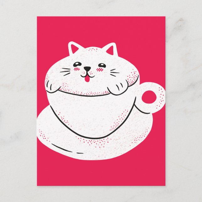 Carte Postale Chat dans une tasse à thé (Devant)