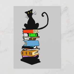 Carte Postale Chat de bibliothèque
