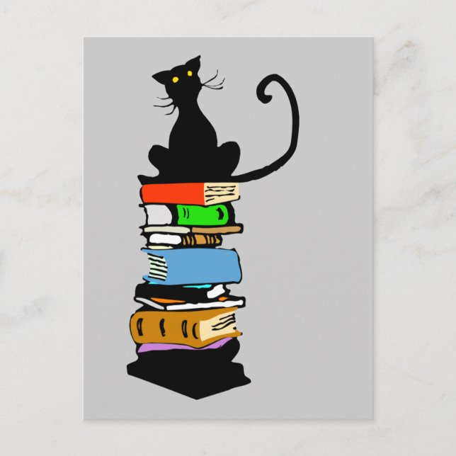 Carte Postale Chat de bibliothèque (Devant)