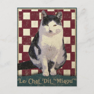 Carte Postale Chat de bistro vintage