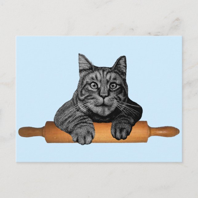 Carte Postale chat de boulanger drôle (Devant)