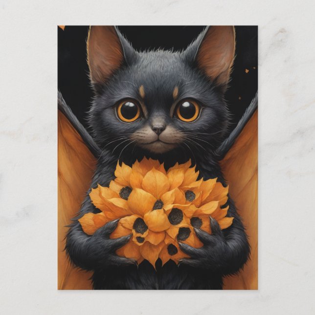 Carte Postale Chat de chauve-souris adorable (Devant)