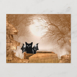 Carte Postale Chat de chauve-souris d'Halloween