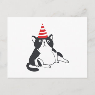 Carte Postale Chat de fête - Choisissez la couleur de fond