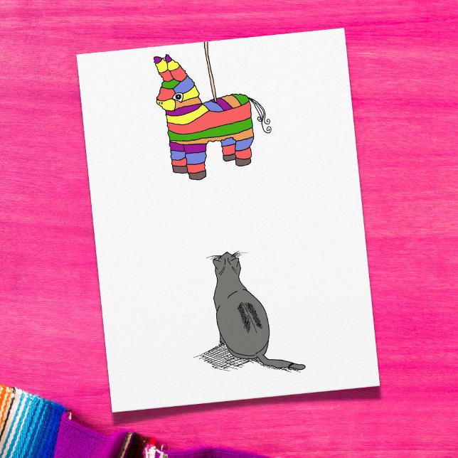Carte Postale Chat de fête et Piñata (Créateur téléchargé)