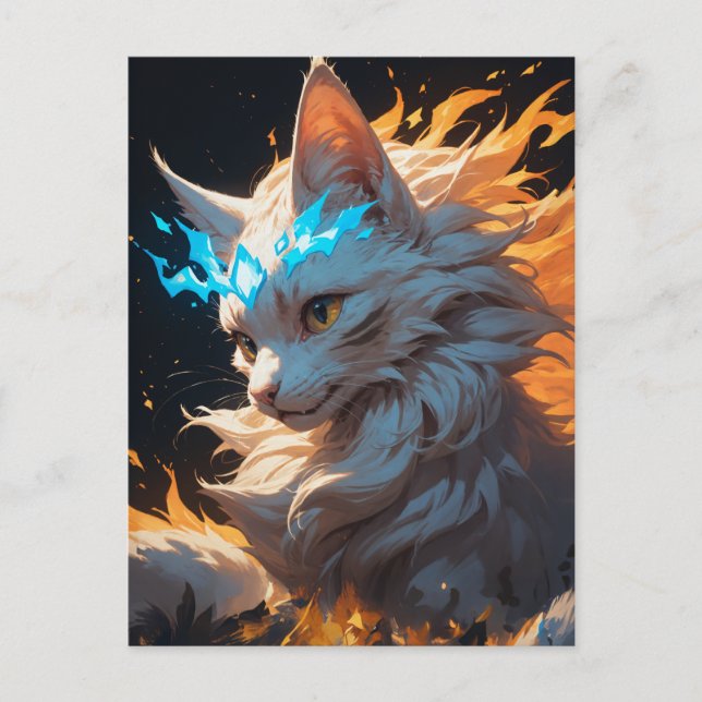 Carte Postale Chat de flamme mystique familier (Devant)