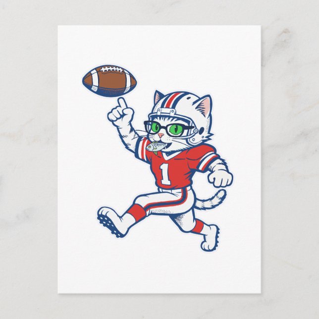 Carte Postale Chat de foot drôle (Devant)