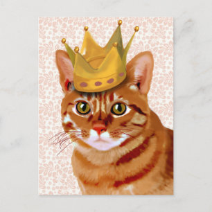 Carte Postale Chat de gingembre avec Portrait de Couronne