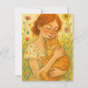 Carte Postale Chat de gingembre Maman Orange Tabby Chats