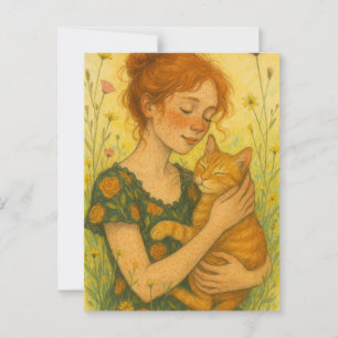 Carte Postale Chat de gingembre Maman Orange Tabby Chats