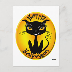 Carte Postale Chat de Halloween fantaisiste heureux