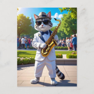 Carte Postale Chat de Jazz Cool