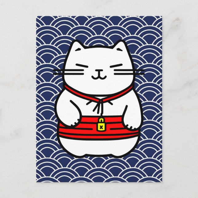 Carte Postale Chat de la chance japonais ou Maneki-Neko (Devant)
