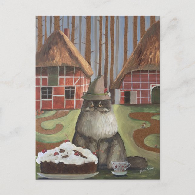 Carte Postale Chat de la Forêt-Noire allemande avec gâteau (Devant)
