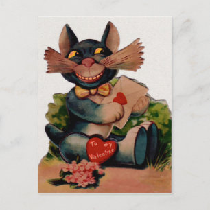 Carte Postale Chat de la Saint-Valentin vintage