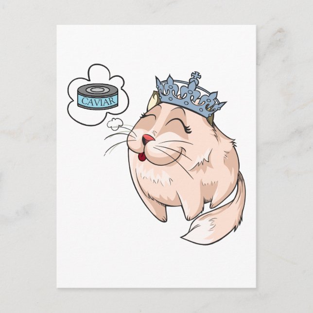 Carte Postale Chat de luxe rêvant de caviar (Devant)