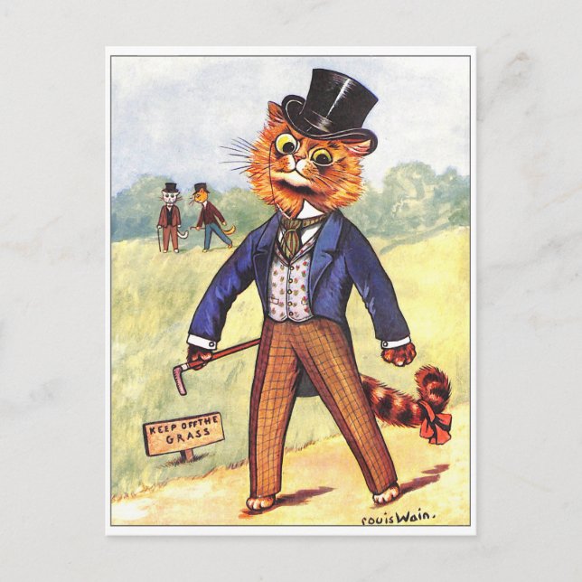 Carte Postale Chat de mode par Louis Wain Card (Devant)