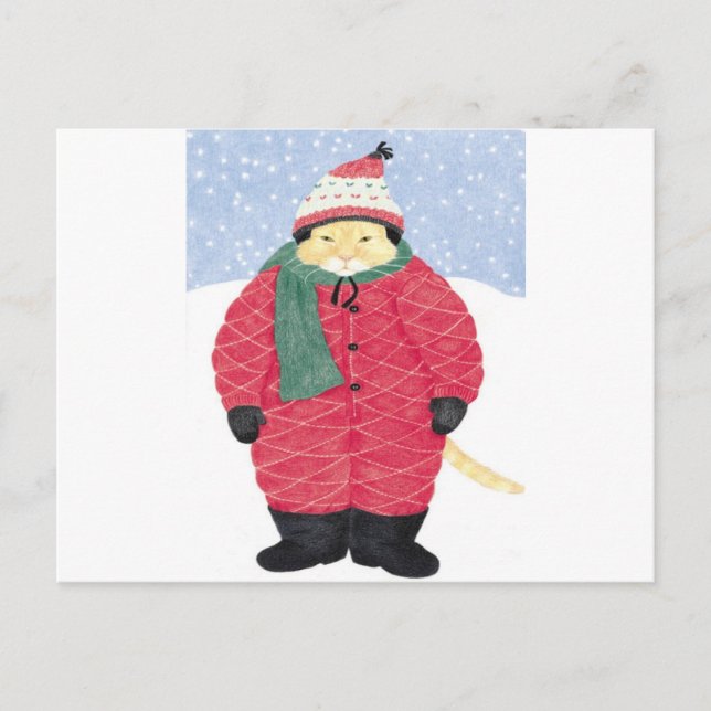 CARTE POSTALE CHAT DE NEIGE (Devant)