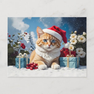 Carte Postale chat de noël