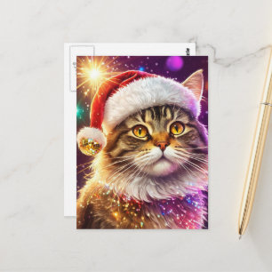 Carte Postale Chat de Noël