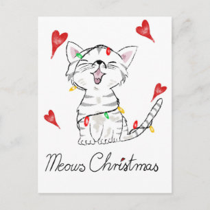 Carte Postale chat de Noël 