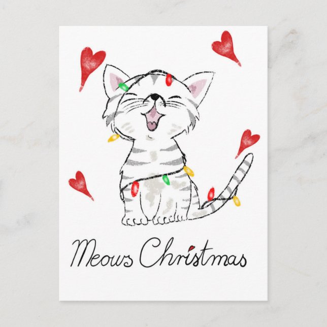 Carte Postale chat de Noël  (Devant)