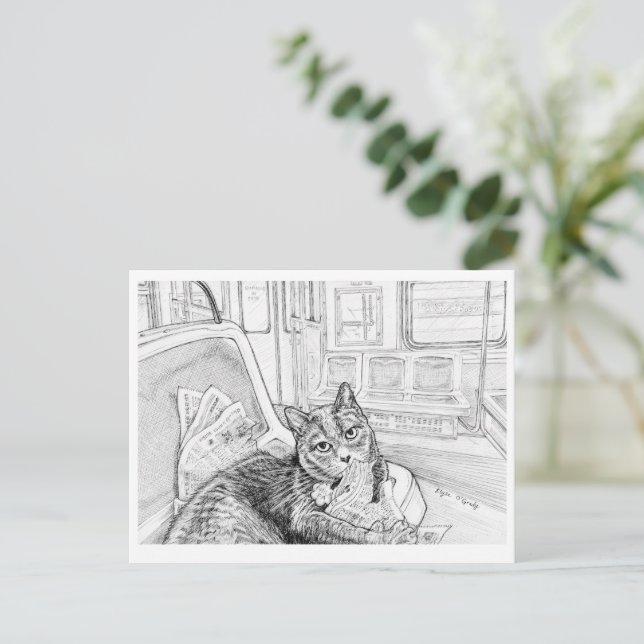 Carte Postale Chat de Philly dans le métro (carte postale) (Debout devant)