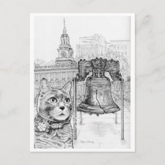 Carte Postale Chat de Philly visitant la cloche de la liberté