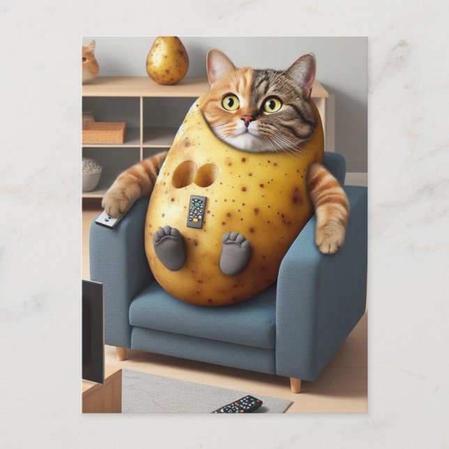 Carte Postale Chat de pomme de terre amusant avec des notes (Devant)