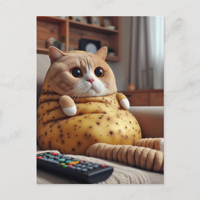 Carte Postale Chat de pomme de terre de canapé drôle (Devant)