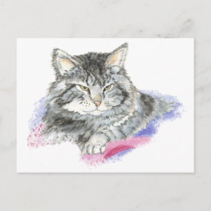 Carte Postale Chat de repos - Collection d'aquarelle animale