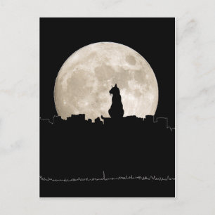Carte Postale Chat de ruelle Lune