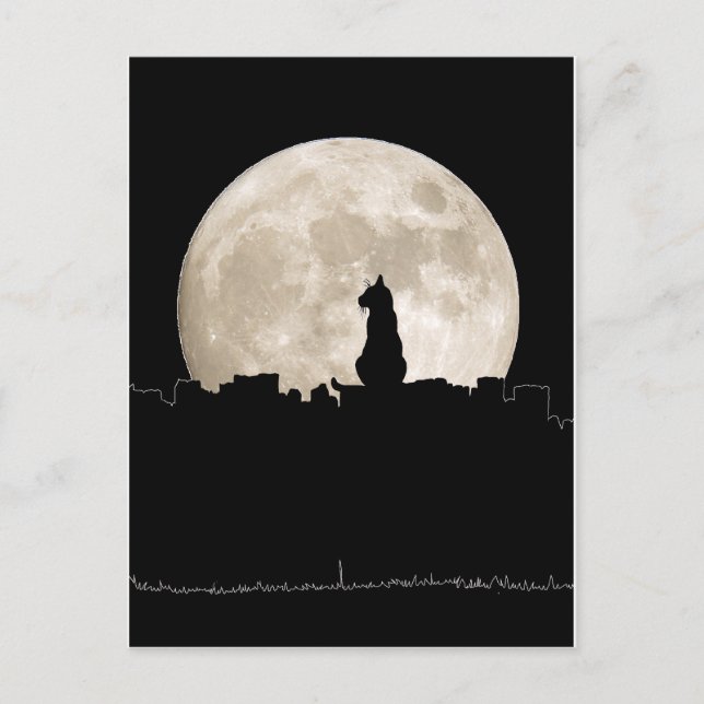 Carte Postale Chat de ruelle Lune (Devant)