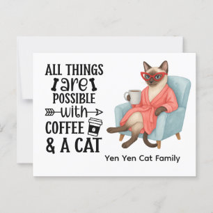 Carte Postale Chat de Siamese avec Funny Dire pour les Amoureux 