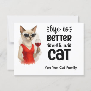 Carte Postale Chat de Siamese avec Funny Dire pour les Amoureux 