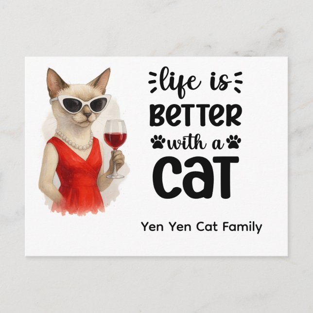 Carte Postale Chat de Siamese avec Funny Dire pour les Amoureux  (Devant)