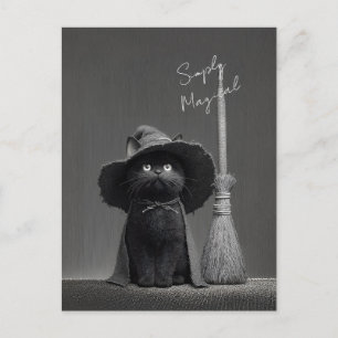 Carte Postale Chat de sorcière simplement magique