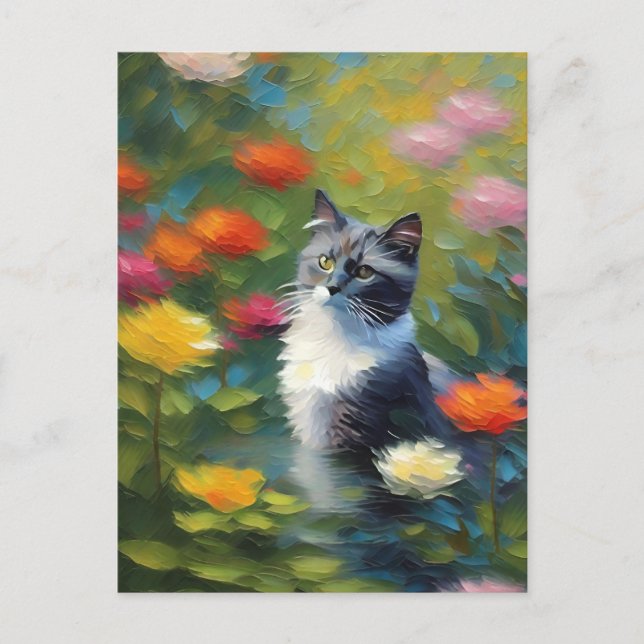 Carte postale Chat de style Monet (Devant)