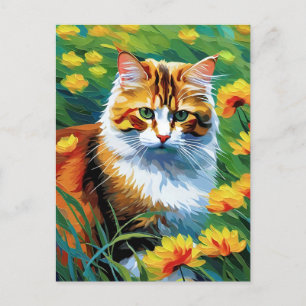Carte postale Chat de style Monet