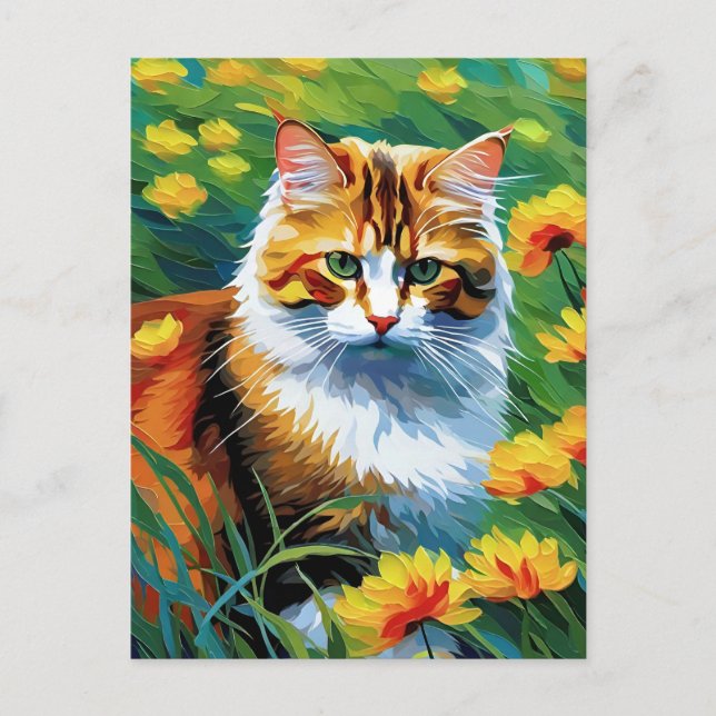 Carte postale Chat de style Monet (Devant)