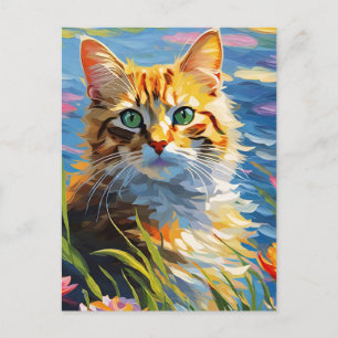 Carte postale Chat de style Monet