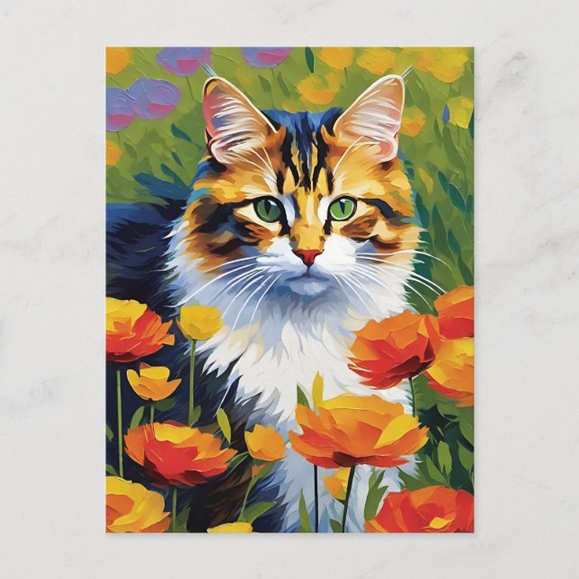 Carte postale Chat de style Monet (Devant)