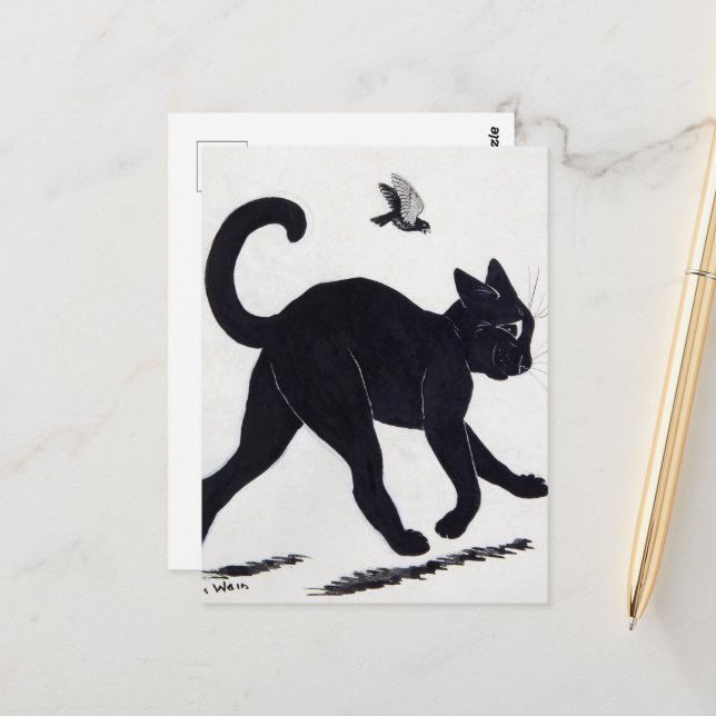 Carte Postale Chat de Tom par Louis Wain (Devant/Arrière en situation)