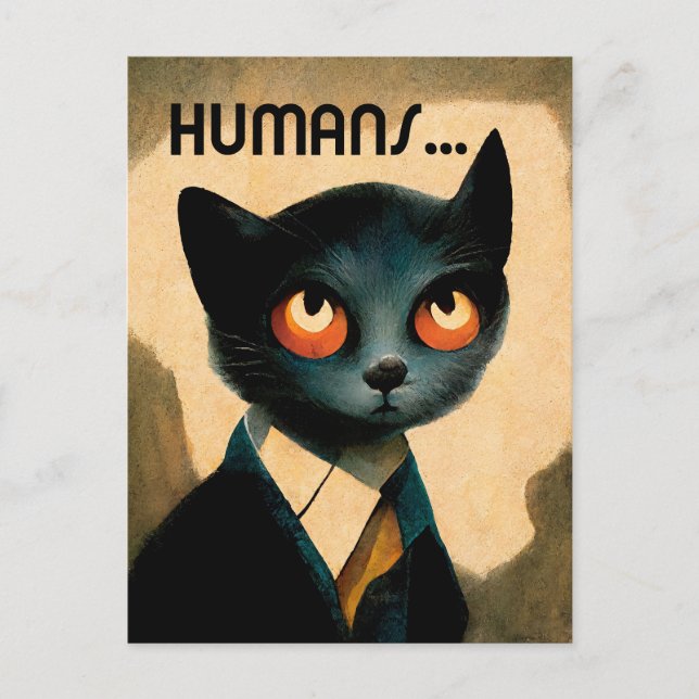 Carte Postale Chat déteste les humains | Art Humoristique Pour A (Devant)