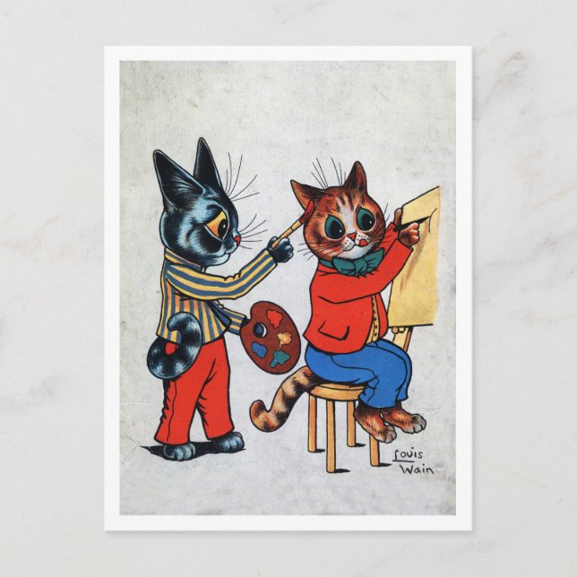 Carte Postale Chat Deux Peintres, Louis Wain (Devant)