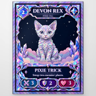 Carte Postale Chat Devon Rex, Art en feuille de couleur arc-en-c