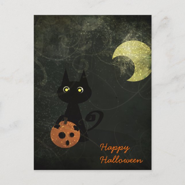 Carte Postale Chat d'Halloween (Devant)