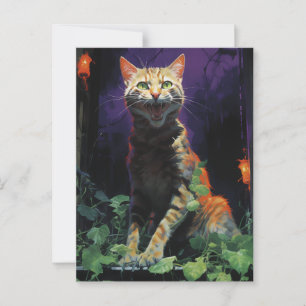 Carte Postale Chat d'Halloween effrayant