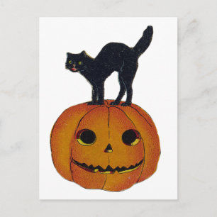 Carte Postale Chat d'Halloween vintage
