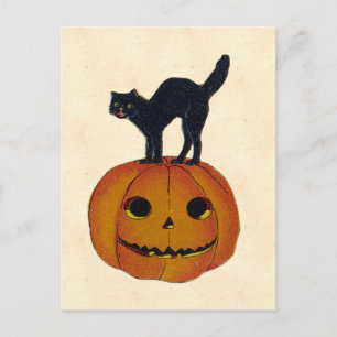 Carte Postale Chat d'Halloween vintage